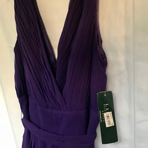 Sleeveless purple agate chiffon dress with pleated bodice flared skirt size 10 - Picture 1 of 4